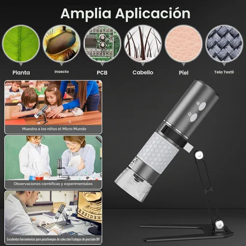 Vista 6 de Cámara de Microscopio Digital Inalámbrico Wi-Fi 4K HD Magnificador, Compatible con iPhone, iPad, Teléfonos Android y PC