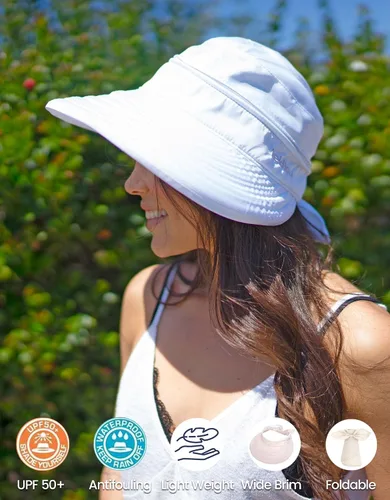 Vista 4 de Simplicity - Sombrero con protección solar UV UPF 50 para mujer, convertible en visera para playa