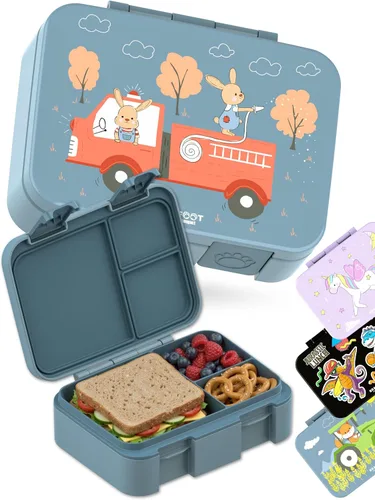 Vista 24 de BEARFOOT Lonchera infantil con compartimentos – Compacta y ligera A prueba de fugas, sin BPA, apta para lavavajillas Diseño dibujado a mano
