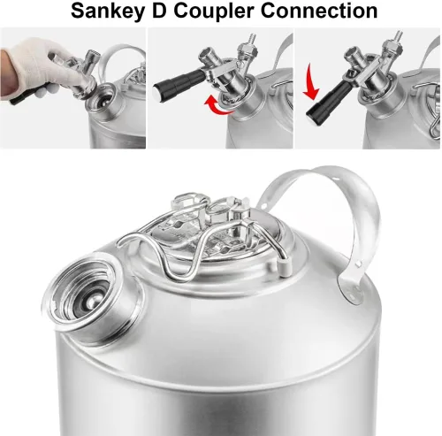 Vista 4 de Barril de limpieza de 1.6 galones con sistema D Sankey Puertos, Barril de lavado con base de goma para limpieza de líneas de cerveza D System