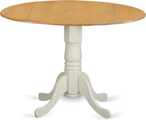 Vista 20 de East West Furniture DLT-BLK-T mesa de comedor redonda - con tapa redonda y 2 hojas desplegables y pata de pedestal, 42x29.5 pulgadas, acabado negro