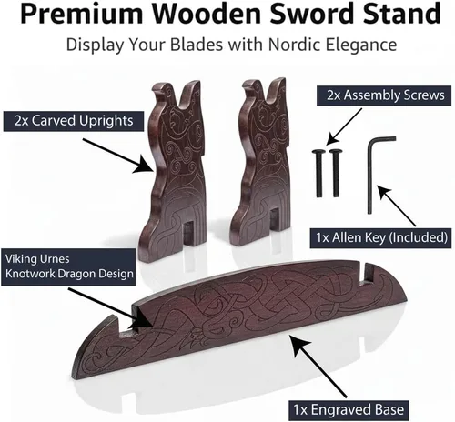 Vista 4 de Soporte de espada para espada medieval para montaje en pared, soporte de exhibición de espada samurái, soporte de espada Katana para espadas Katana