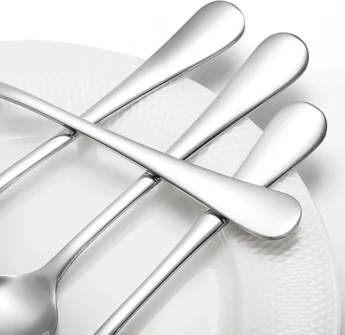 Vista 4 de Juego de 30 cucharadas grandes de acero inoxidable de grado alimenticio de 8 pulgadas, cuchara de sopa de metal para el hogar, cocina o restaurante