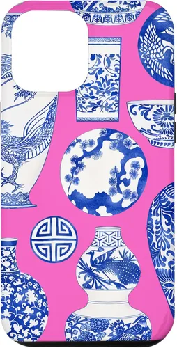 Vista 26 de iPhone 16 Blue Willow Chinoiserie Jengibre Tarro Fresco Preppy Rosa Azul Caso