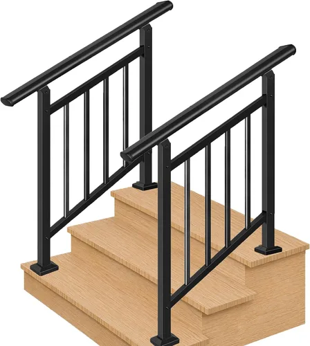 Vista 14 de Metty - Barandillas metálicas de 3 escalones para escalones al aire libre Blanco