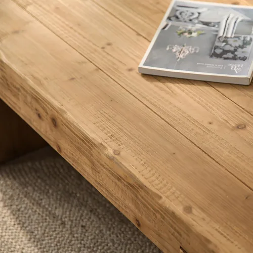 Vista 6 de SSLine Mesa de Centro de Madera Maciza de 47.6 Pulgadas Mesa de Centro Rectangular para Sala de Estar, Mesas de Centro de Cóctel Estilo Granja