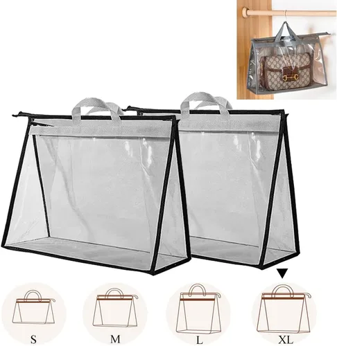 Vista 13 de fazhongfa 2 bolsas para el polvo para bolsas, organizador de almacenamiento de bolsos transparentes, no tejidas, bolsa colgante con cremallera y asa