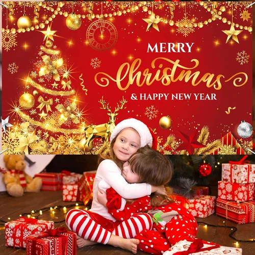 Vista 7 de Rumia Decoraciones de pancarta de Feliz Navidad y Año Nuevo, telón de fondo de fotos de Navidad, árbol de Navidad y telón de fondo de fiesta, diseño