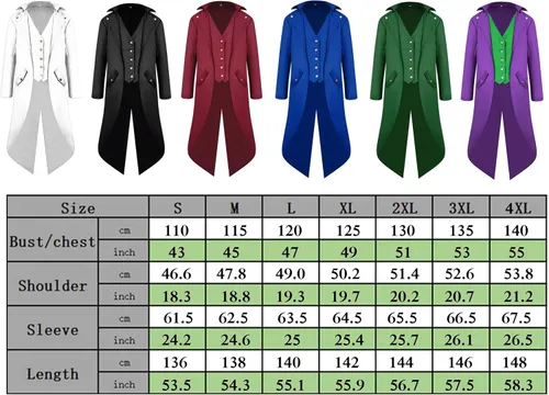 Vista 7 de Chaqueta renacentista steampunk para hombre, disfraz de Halloween para hombre, chaqueta retro pirata victoriana gótica medieval, abrigo vintage