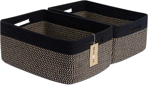 Vista 32 de MiniArk Cestas grandes de almacenamiento para estantes, organizadores de armario, para ropa, manta, toallas, guardería, caja de juguetes, cestas