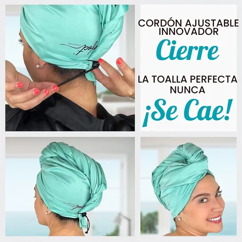 Vista 5 de Envoltorio de toalla de microfibra para el cabello para mujeres - Regalo y viaje - Suave como la seda - Cabello rizado, ondulado, liso para chicas