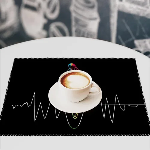 Vista 7 de Ice Cream Cone Heartbeat Placemats Set of 6 Resistant Table Mats Washable Place Mats for Dinner Party Table Decoration