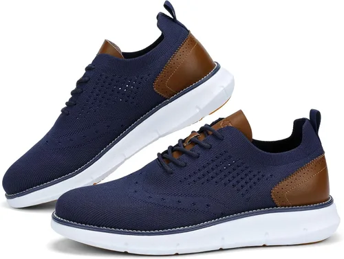 Vista 7 de Men's Casual Dress Oxfords Shoes Breathable Knit Leisure Fashion Sneakers Lightweight Comfortable Walking Shoes