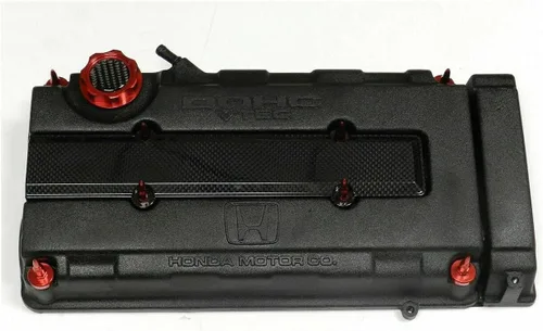 Vista 6 de JDM - Cubierta de válvula de motor de fibra de carbono compatible con Honda Civic B16 B18 VTEC Type-R