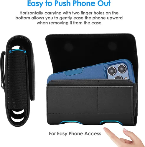 Vista 4 de Mopaclle Funda tipo pistolera para teléfono para iPhone 13 Mini, 12 Mini, 11 Mini, iPhone SE, iPhone 8 7 6 6s, Funda con clip para cinturón Galaxy