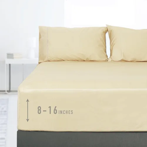 Vista 16 de Sunflower Sábana Bajera Ajustable Individual, Sábana Bajera Ajustable de 1 Pieza con Bolsillo Profundo de 15", 100% Algodón Satén Suave Azul Indigo