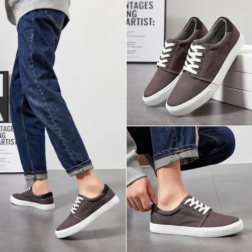 Vista 3 de yageyan Zapatos de lona para hombre Zapatillas bajas Zapatillas blancas de moda para hombre Zapatos casuales