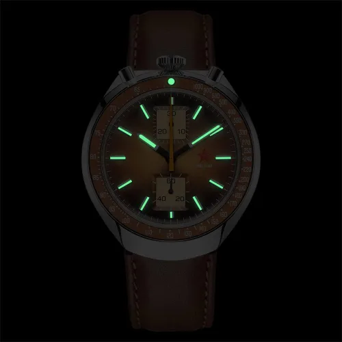 Vista 3 de Red Star Bull Head Chronograph Men 42mm Super Luminous 1963 ST1901 Movement 3D Bubble Mirror Pilot Mechanical Wrist Watches