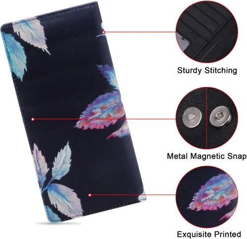 Vista 114 de HUA ANGEL Billetera ultra delgada para mujer, con bloqueo RFID, tarjetero de crédito, plegable, largo, hebilla magnética, billete para mujer, Owl
