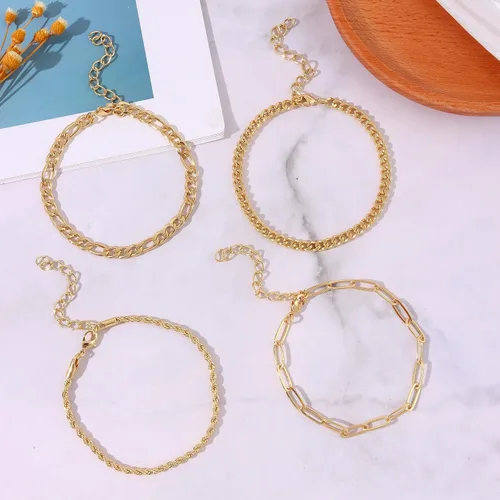 Vista 7 de SAMOCO Juego de 14 pulseras de cadena de oro para mujer, chapados en oro de 14 quilates, pulseras apilables de oro de moda, regalos de joyería
