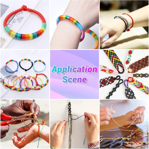 Vista 3 de Cridoz 20 rollos de hilo encerado para hacer pulseras, cordón de hilo encerado para pulseras, cordón de poliéster encerado para pulseras