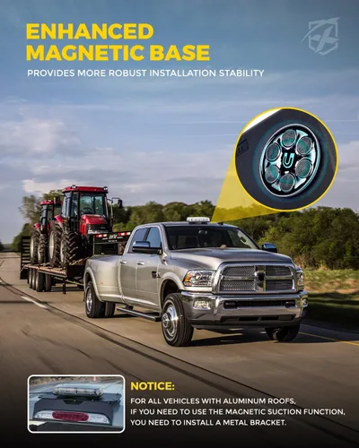 Vista 5 de Xprite - Barra de luces estroboscópicas LED de 12 pulgadas de techo mejorada con 72 LED, luz de advertencia de emergencia con base magnética