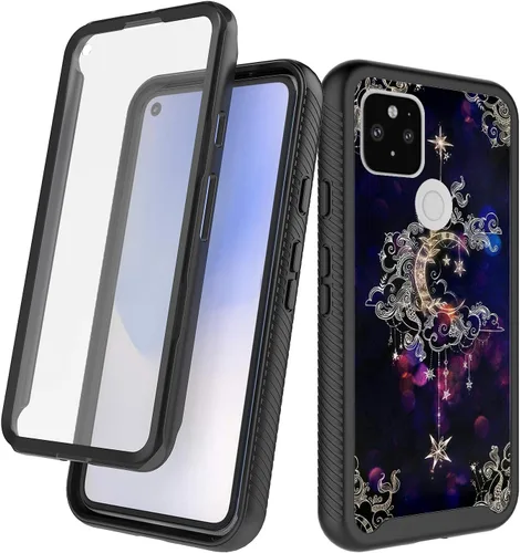 Vista 10 de Funda para Google Pixel 5a 5G con protector de pantalla integrado (no para Google Pixel 5), Rosebono Hybrid Gradient Transparente Suave TPU Clear