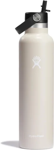 Vista 24 de Hydro Flask Botella de agua – Acero inoxidable aislado – Tapa flexible con pajita de boca estándar, antiderrames, a prueba de fugas y recargable