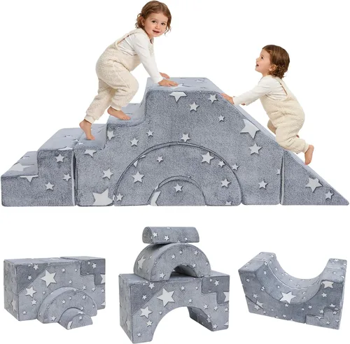 Vista 8 de MeMoreCool Sofá infantil con tobogán y escalera, sofá de espuma convertible Azul marino profundo (sólido)