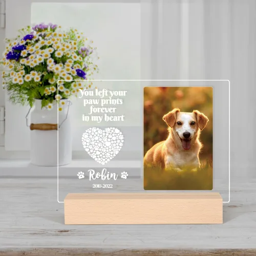 Vista 8 de Regalos conmemorativos personalizados para perros por pérdida de perro, regalos conmemorativos para mascotas para perros y gatos, placa fotográfica