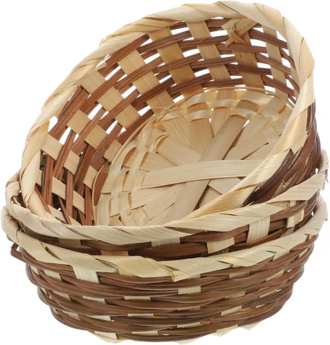 Vista 12 de EXCEART - 3 cestas de frutas de bambú hechas a mano de 6.69 pulgadas, cesta tejida para servir alimentos para postres, aperitivos, contenedor
