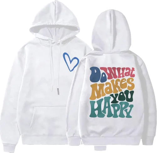 Vista 6 de BANGELY Do What Make You Happy Pullover Hoodie Women Y2K Slogan Letter Graphic Inspirational Sweatshirt Tops