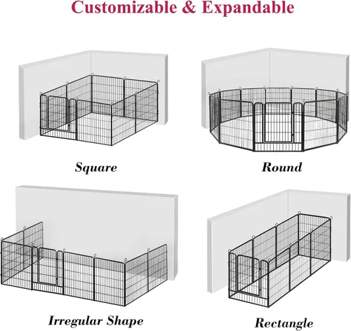 Vista 5 de Corralito para perros, 32 pulgadas, 10 paneles cerca para perros de exterior, corral para perros de interior antióxido, corral para mascotas