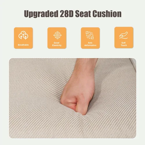 Vista 5 de Sofá de mimbre para patio al aire libre de 75 pulgadas, sofá de ratán para todo tipo de clima, sofá de respaldo alto con asiento profundo y funda