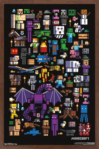 Vista 17 de Trends International Minecraft - Póster de pared de Mobbery, 14.725 x 22.375 pulgadas, versión con marco de madera tipo granero