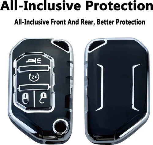 Vista 3 de Funda para Llavero Compatible con Wrangler JL JLU Gladiator JT Rubicon Sahara JLU 2018-2023 Accesorios (Negro)