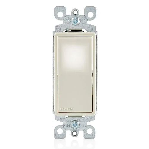 Vista 6 de Leviton Interruptor de Luz de Pared LED Iluminado Decora de 15 Amperios de Un Solo Polo, L5611-2W, Blanco