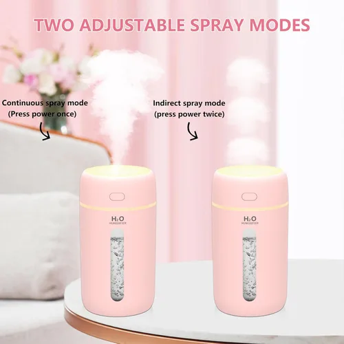 Vista 3 de Lisacool Humidificador pequeño, mini humidificador portátil para dormitorio, oficina, automóvil, viajes con luz nocturna, apagado automático, súper