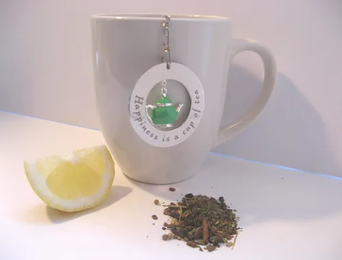 Vista 2 de Infusor de té de acero inoxidable Bola de té con dije de tetera para té de hojas sueltas