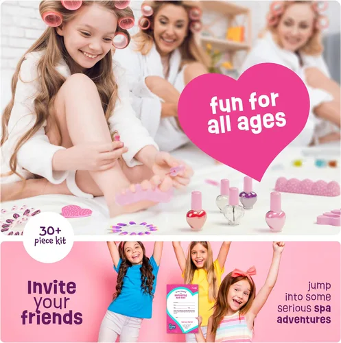 Vista 7 de Pretty Me Kit de día de spa para niñas, juego de regalo de manicura y pedicura para niños de 5 a 10 años, regalos para niñas, kits de pies y uñas