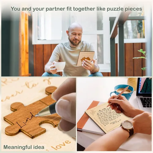 Vista 4 de WOODAMORE Tarjeta de regalo de aniversario de 10 años para él y esposo, regalos de madera para el décimo aniversario de boda, tarjetas de feliz 10