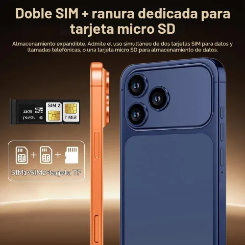 Vista 4 de Desbloquear teléfono, compatible con red 4G, teléfono Android, pantalla de 6.6 pulgadas, 3 GB de RAM+16 GB ROM/TF 256 GB, tarjetas SIM duales Negro
