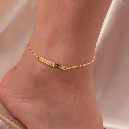 Vista 2 de Petite Boutique Tobillera con inicial para mujer, tobillera con nombre personalizado con iniciales, tobilleras personalizadas para mujer, elegante