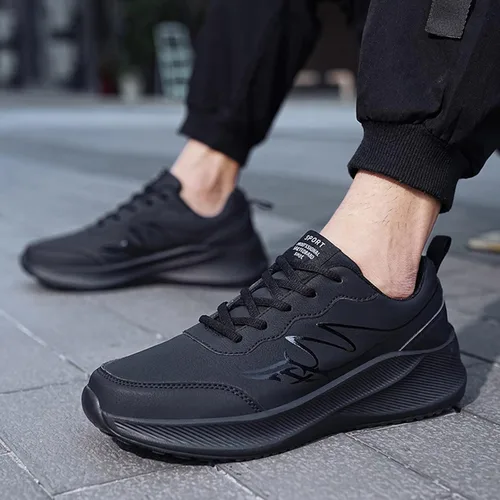 Vista 2 de Zapatos deportivos para hombre, zapatos deportivos de moda para otoño, para hombre, parte inferior plana, gruesa, antideslizante, con cordones