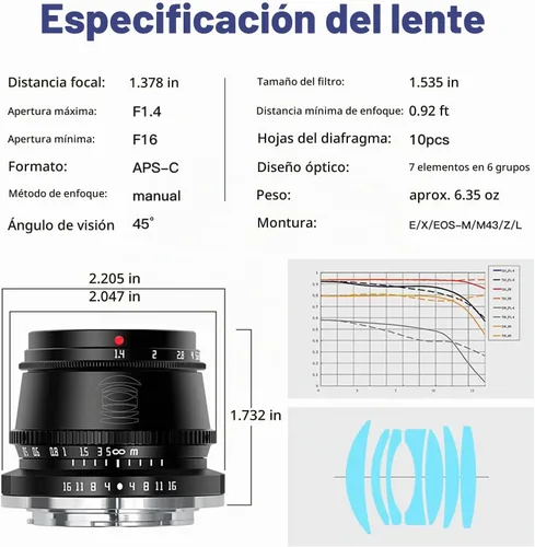 Vista 4 de TTArtisan 35mm F1.4 Lente de Enfoque Manual APS-C para Olympus Macro 4/3 MTF Montura G85 GX9 G7 GF9 GF8 GF7 Pen-F EPL9 EPL8 EPL7 E-M1 E-M5 E-M10