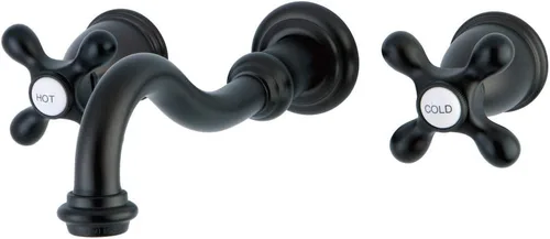 Vista 7 de Kingston Brass KS3123AX - Grifo de baño de montaje en pared central de 8 pulgadas, latón antiguo