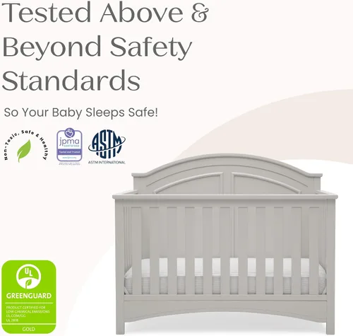 Vista 3 de Delta Children Perry, cuna convertible 6 en 1 - Certificada Greenguard Gold, color gris Moonstruck Gris (Moonstruck Grey)