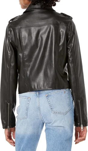 Vista 2 de The Drop Chaqueta de moto de piel sintética jaspeado para mujer