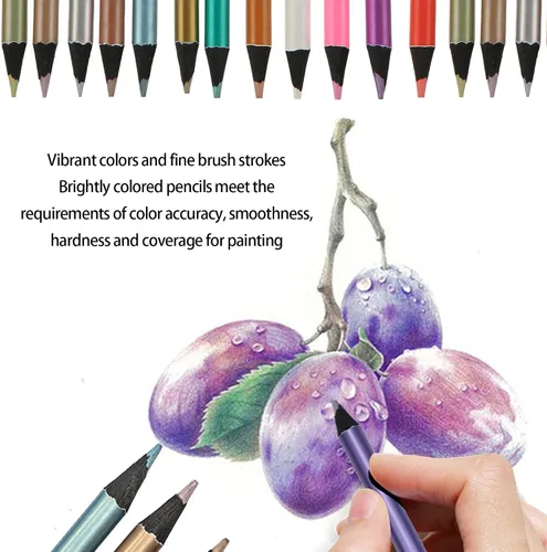 Vista 6 de Lápices de colores, 24 colores pintados a mano, lápices de dibujo, lápices de bocetos para manualidades, pintura, bocetos, diseño, álbumes