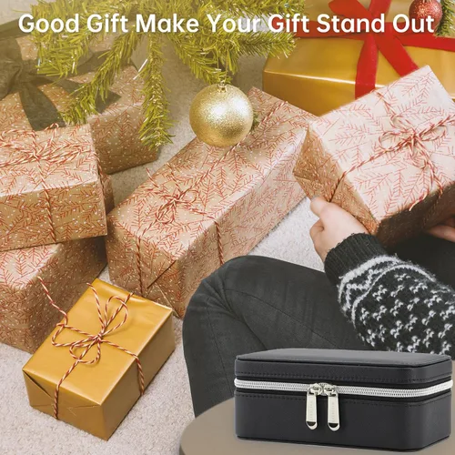 Vista 7 de Joyero de viaje, organizador de joyas pequeño de piel sintética para mujeres y niñas, mini estuche de viaje portátil de doble capa, cajas